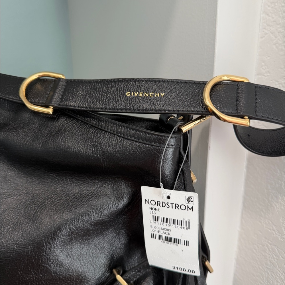 Givenchy Medium Voyou Fringe Leather Hobo Bag NEW Black Gold - Picture 10 of 15